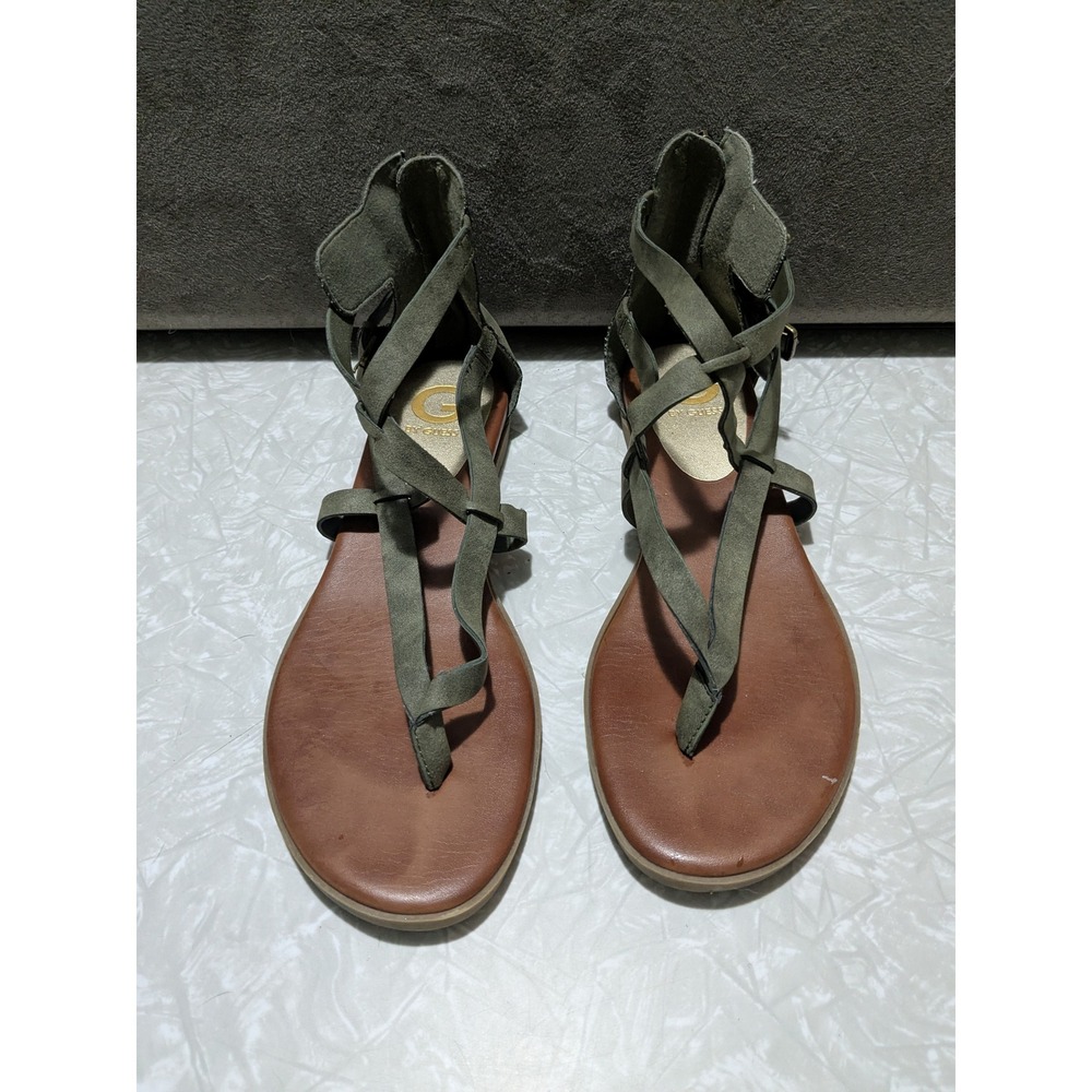 G by Guess Olive Green Gladiator Strappy Sandals Womens 10 Boho Festival Vegan